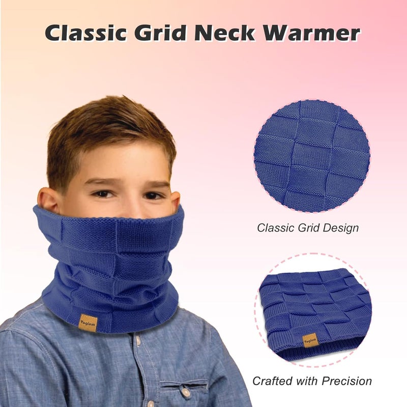 Vogium Kids Double-layer Knit Neck Warmer Gaiter | Thermal Fleece Face Cover for 6-14 Year Olds Boys Girls | Ski, Play - Image 3